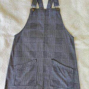 Black & White Pinafore Overall Academia Dress with Pockets EUC